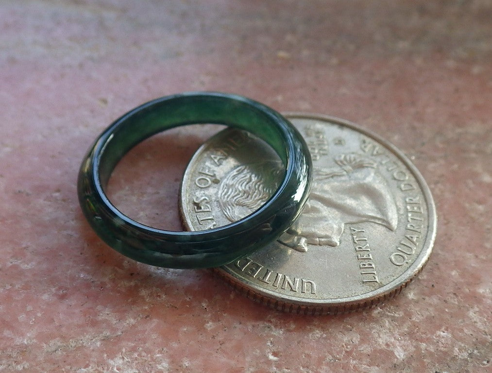 Certified Icy Green Burma 100% Natural A JADE Jadeite Circle RING USA. 5.75 戒指 646277 TN