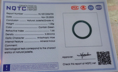 Certified Icy Green Burma 100% Natural A JADE Jadeite Circle RING USA. 5.75 戒指 646277 TN