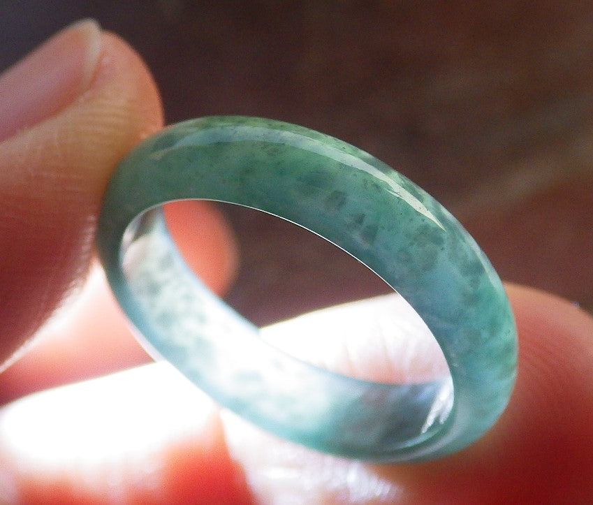 Certified Icy Green Burma 100% Natural A JADE Jadeite Circle RING USA. 6.5 戒指 646336 TN