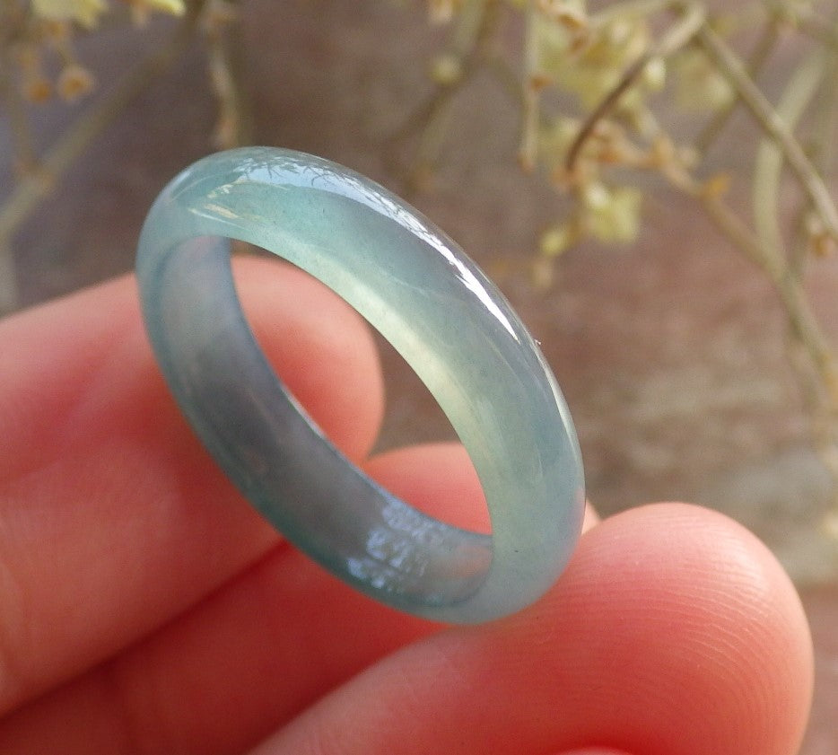 Certified Icy Green Burma 100% Natural A JADE Jadeite Circle RING USA. 7.25 戒指 646370 TN