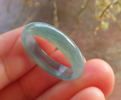 Certified Icy Green Burma 100% Natural A JADE Jadeite Circle RING USA. 7.25 戒指 646370 TN