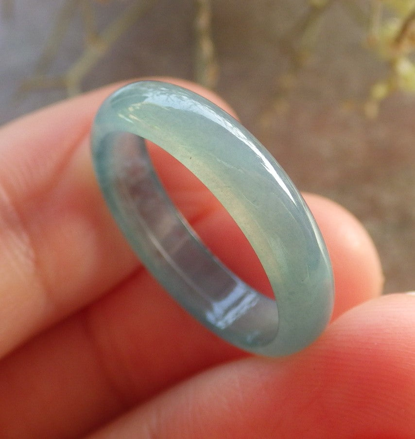 Certified Icy Green Burma 100% Natural A JADE Jadeite Circle RING USA. 7.25 戒指 646370 TN