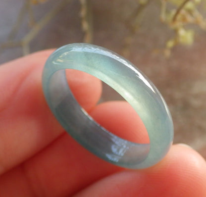 Certified Icy Green Burma 100% Natural A JADE Jadeite Circle RING USA. 7.25 戒指 646370 TN