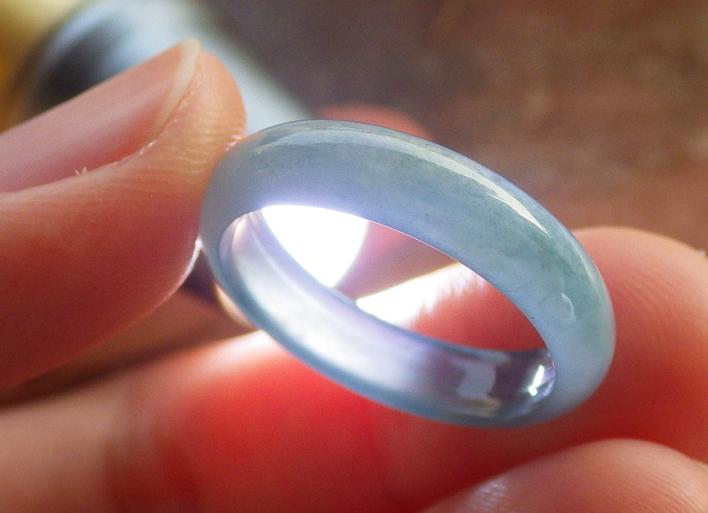 Certified Icy Green Burma 100% Natural A JADE Jadeite Circle RING USA. 7.25 戒指 646370 TN