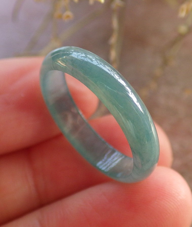 Certified Icy Green Burma 100% Natural A JADE Jadeite Circle RING USA. 8.5 戒指 646379 TN