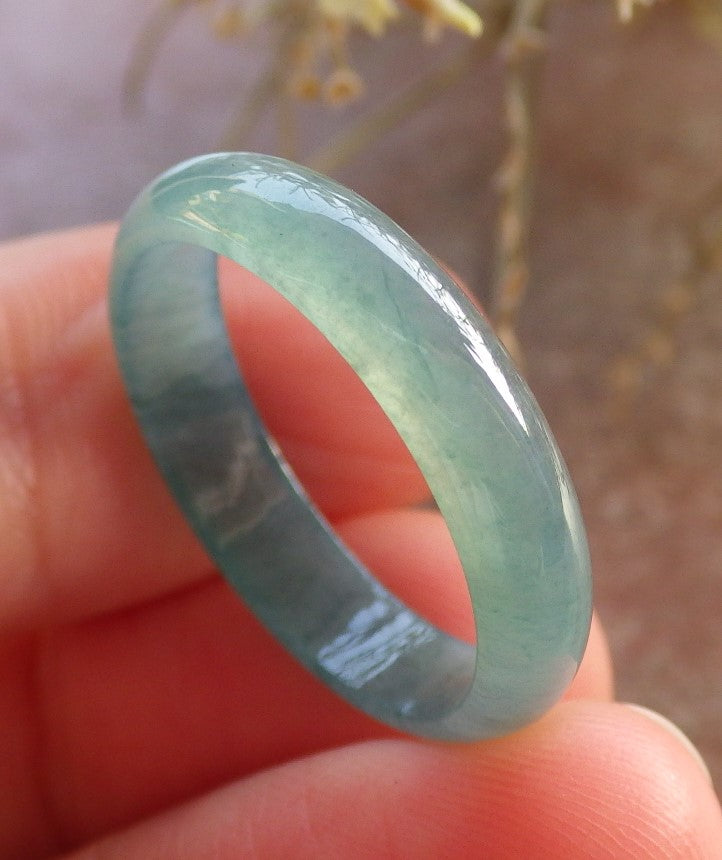 Certified Icy Green Burma 100% Natural A JADE Jadeite Circle RING USA. 8.5 戒指 646379 TN