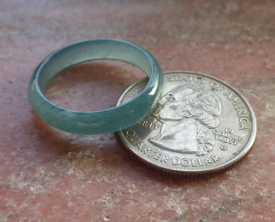 Certified Icy Green Burma 100% Natural A JADE Jadeite Circle RING USA. 8.5 戒指 646379 TN