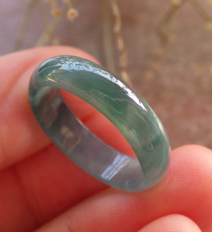 Certified Icy Green Burma 100% Natural A JADE Jadeite Circle RING USA. 7.5 戒指 646386 TN