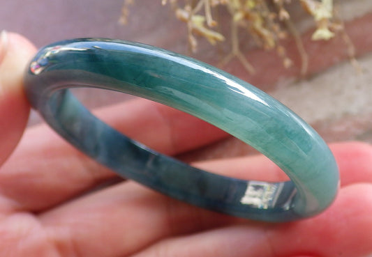 Certified Icy Blue Water Green Burma 100% Natural A JADE Jadeite Baby Bangle Bracelet 43 mm 647031 TN