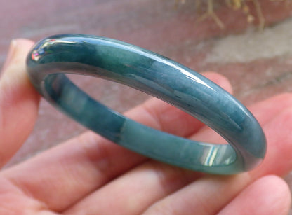 Certified Icy Blue Water Green Burma 100% Natural A JADE Jadeite Baby Bangle Bracelet 43 mm 647031 TN