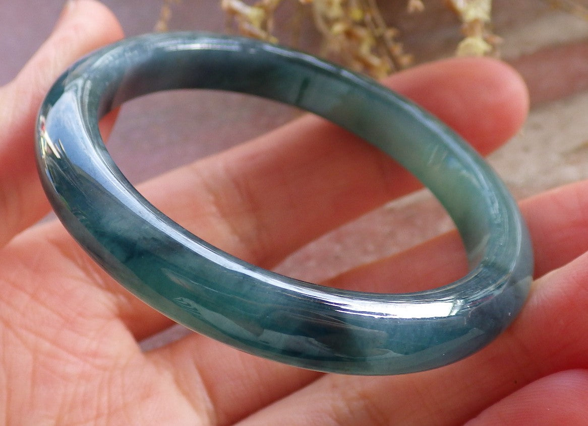 Certified Icy Blue Water Green Burma 100% Natural A JADE Jadeite Baby Bangle Bracelet 43 mm 647031 TN