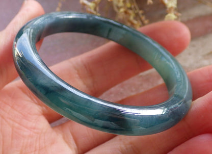 Certified Icy Blue Water Green Burma 100% Natural A JADE Jadeite Baby Bangle Bracelet 43 mm 647031 TN