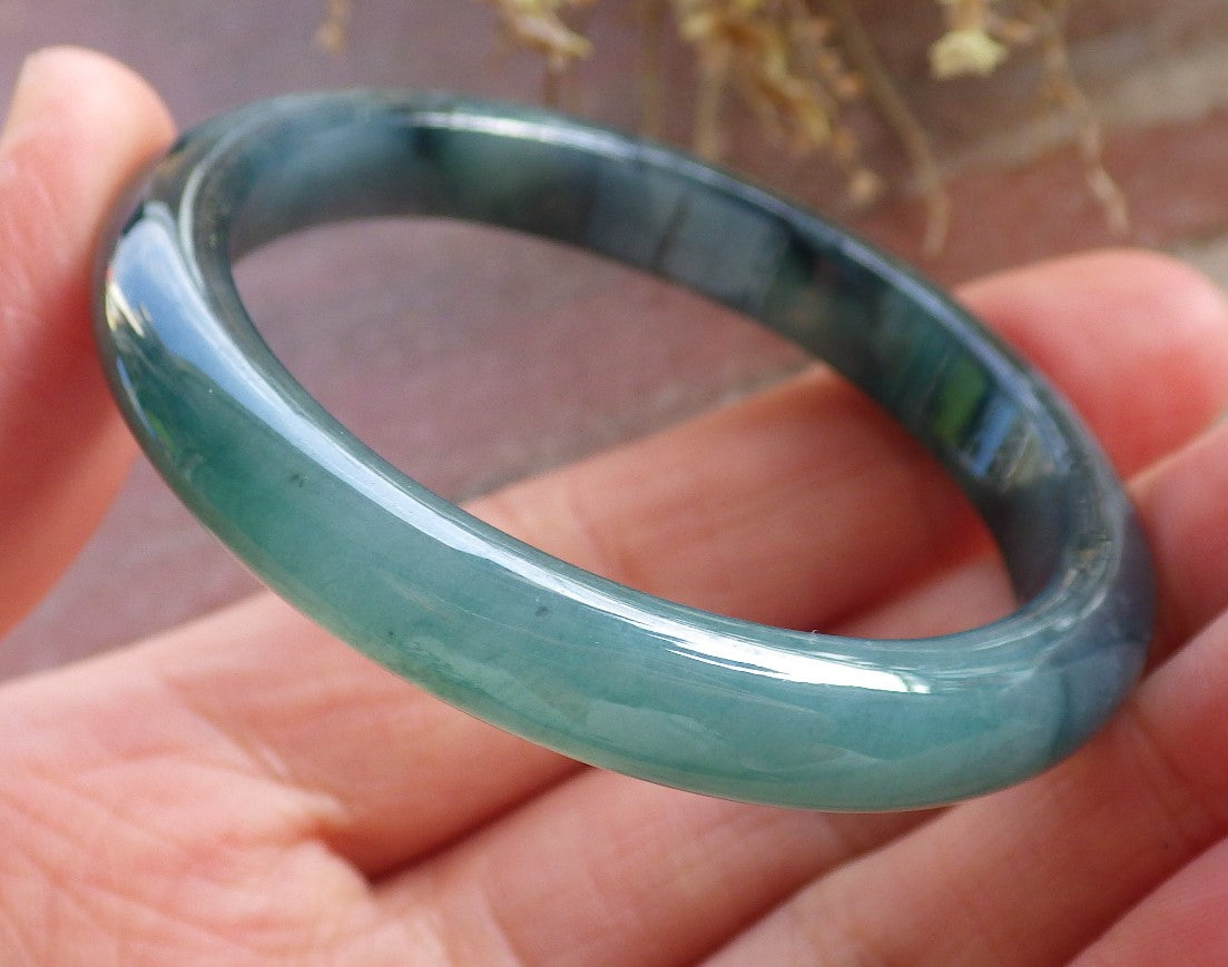 Certified Icy Blue Water Green Burma 100% Natural A JADE Jadeite Baby Bangle Bracelet 43 mm 647031 TN