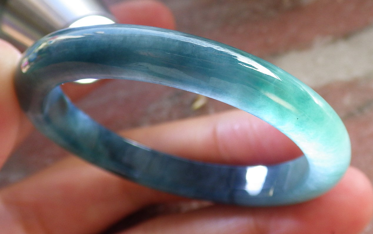 Certified Icy Blue Water Green Burma 100% Natural A JADE Jadeite Baby Bangle Bracelet 43 mm 647031 TN