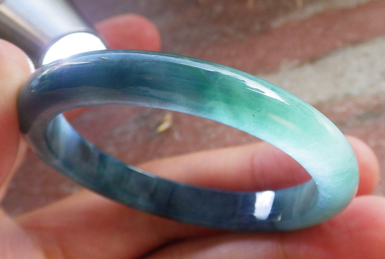 Certified Icy Blue Water Green Burma 100% Natural A JADE Jadeite Baby Bangle Bracelet 43 mm 647031 TN