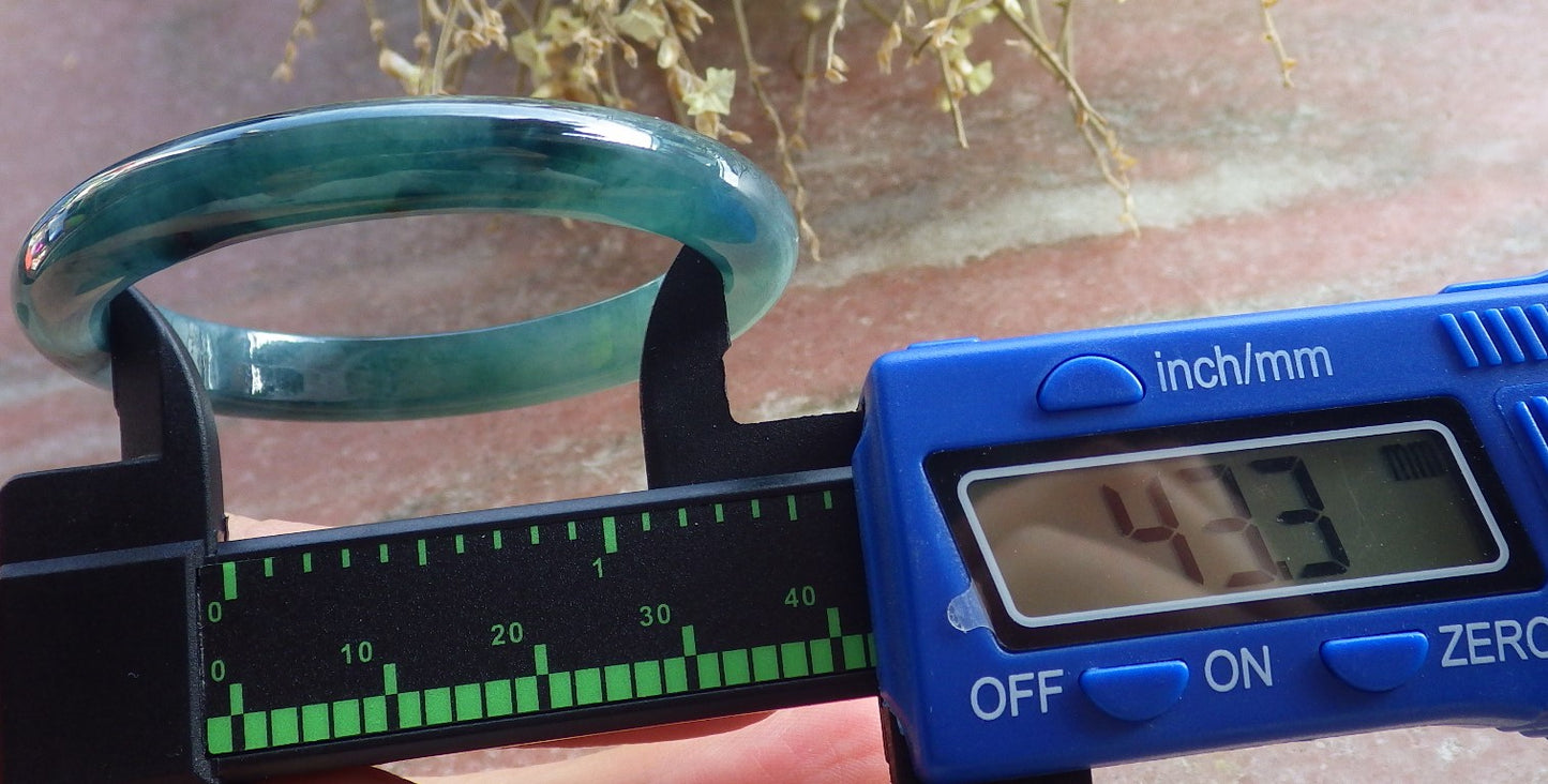 Certified Icy Blue Water Green Burma 100% Natural A JADE Jadeite Baby Bangle Bracelet 43 mm 647031 TN