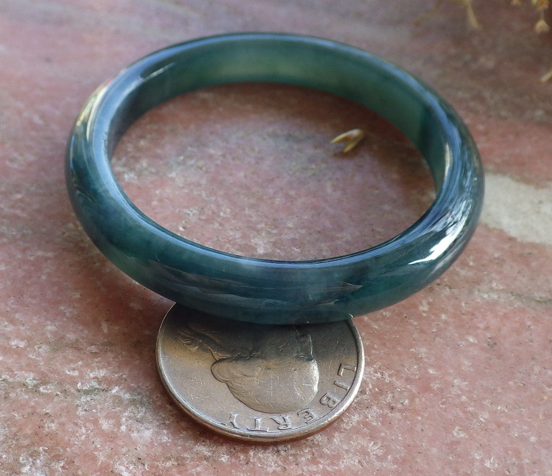 Certified Icy Blue Water Green Burma 100% Natural A JADE Jadeite Baby Bangle Bracelet 43 mm 647031 TN