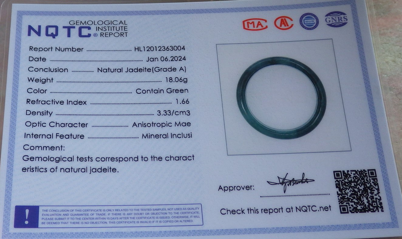 Certified Icy Blue Water Green Burma 100% Natural A JADE Jadeite Baby Bangle Bracelet 43 mm 647031 TN