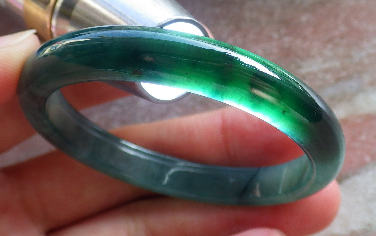 Certified Icy Green Burma 100% Natural A JADE Jadeite Baby Bangle Bracelet 46 mm 647080 TN
