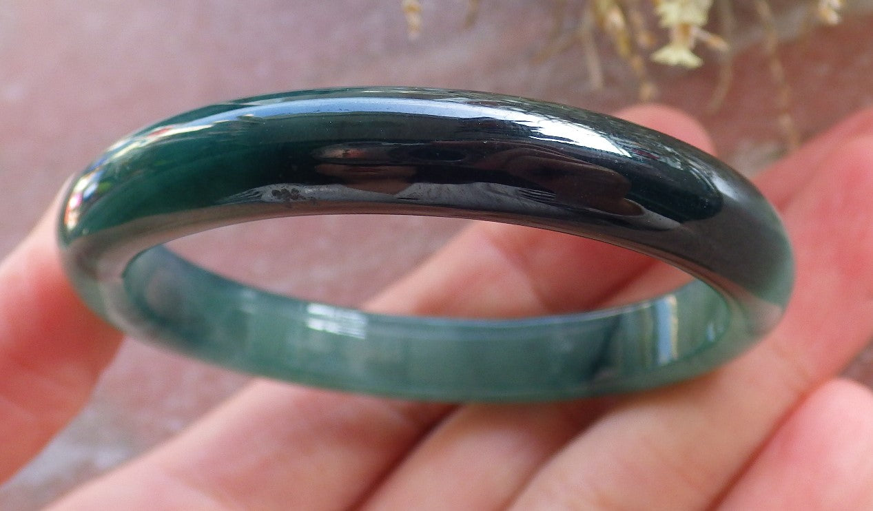 Certified Icy Green Burma 100% Natural A JADE Jadeite Baby Bangle Bracelet 46 mm 647080 TN