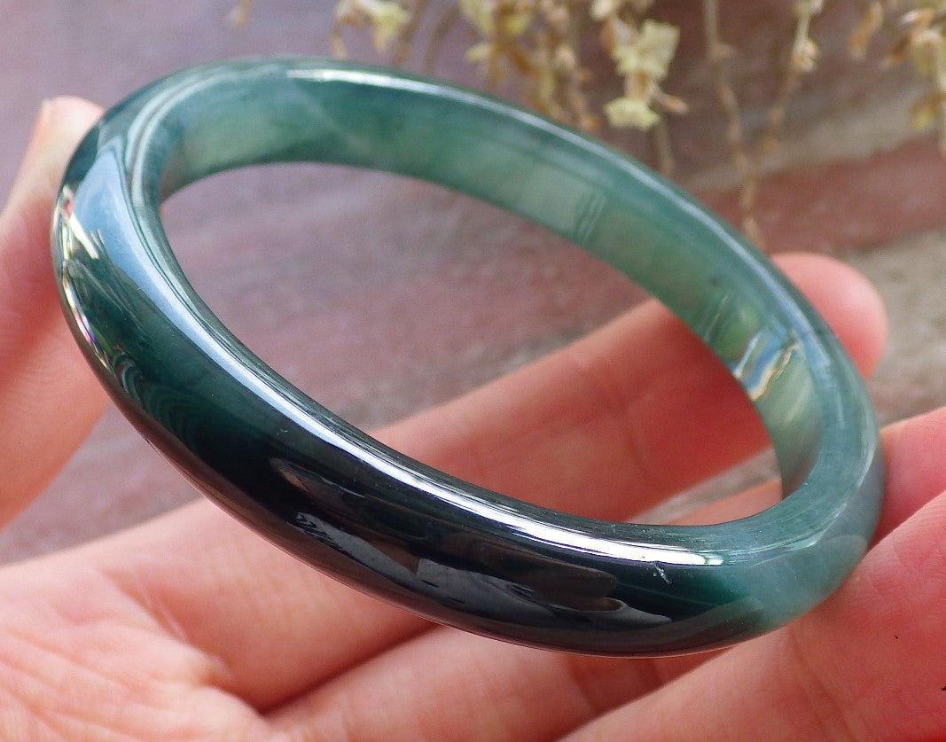 Certified Icy Green Burma 100% Natural A JADE Jadeite Baby Bangle Bracelet 46 mm 647080 TN