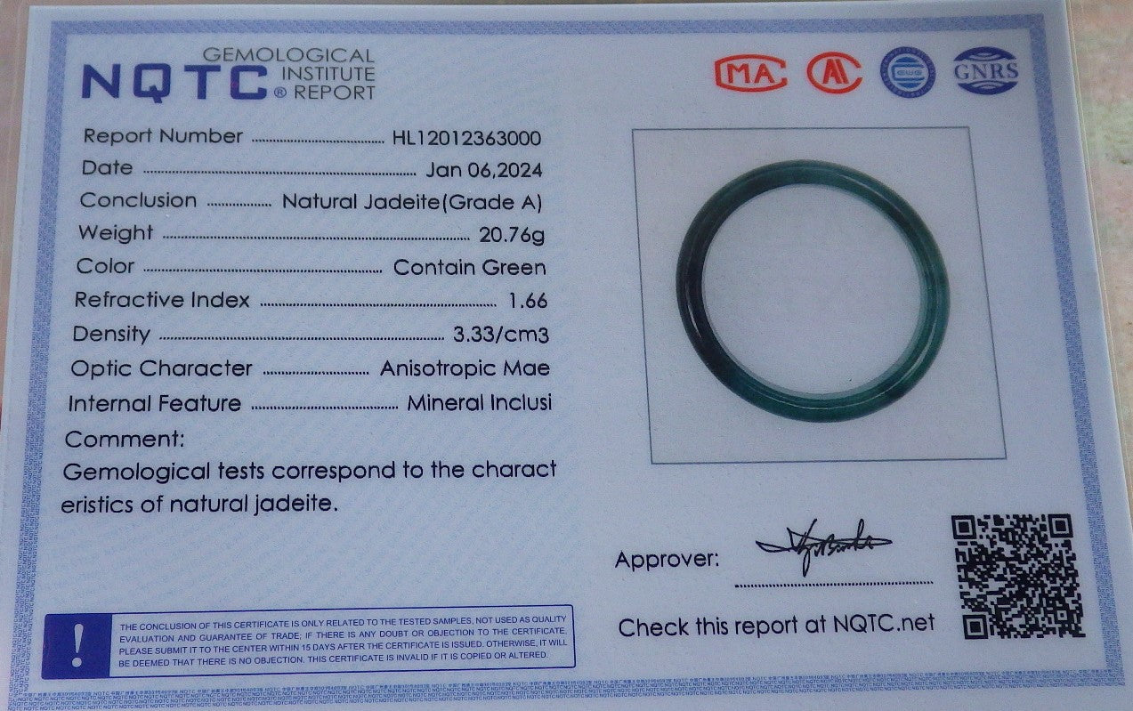 Certified Icy Green Burma 100% Natural A JADE Jadeite Baby Bangle Bracelet 46 mm 647080 TN