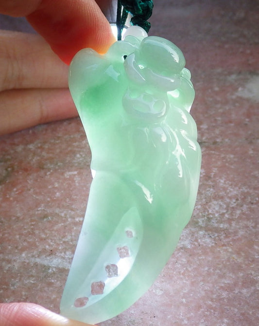 Certified Green Burma 100% Natural A Jade jadeite Pendant Crab Money Coin Necklace 招财蟾 647148 TN