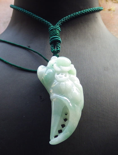 Certified Green Burma 100% Natural A Jade jadeite Pendant Crab Money Coin Necklace 招财蟾 647148 TN