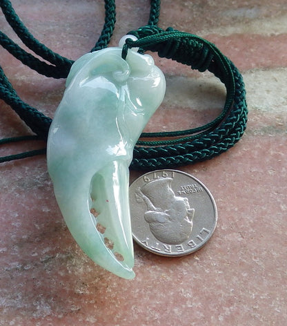 Certified Green Burma 100% Natural A Jade jadeite Pendant Crab Money Coin Necklace 招财蟾 647148 TN