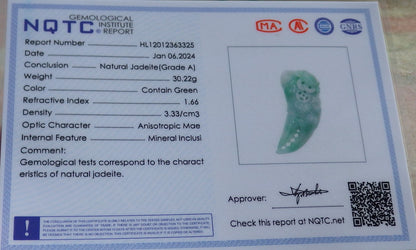 Certified Green Burma 100% Natural A Jade jadeite Pendant Crab Money Coin Necklace 招财蟾 647148 TN