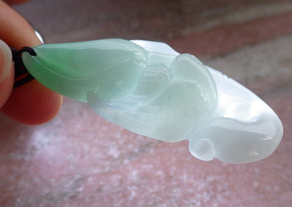 Certified Green Burma 100% Natural A Jade jadeite Pendant Phoenix Bird Flower Necklace 647220 TN