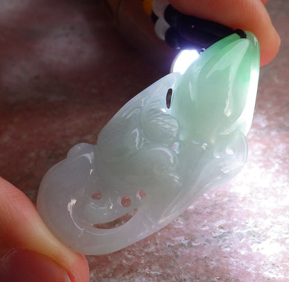 Certified Green Burma 100% Natural A Jade jadeite Pendant Phoenix Bird Flower Necklace 647220 TN