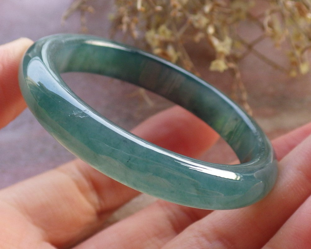Certified Icy Green Burma 100% Natural A JADE Jadeite Baby Bangle Bracelet 41 mm 647290 TN