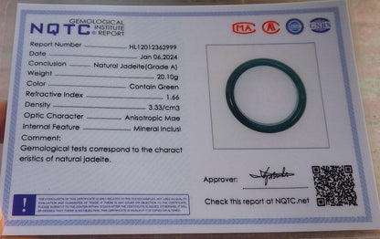 Certified Icy Green Burma 100% Natural A JADE Jadeite Baby Bangle Bracelet 41 mm 647318 TN