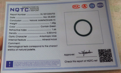 Certified Icy Green Burma 100% Natural A JADE Jadeite Circle RING USA. 4.75 戒指 647410 TN