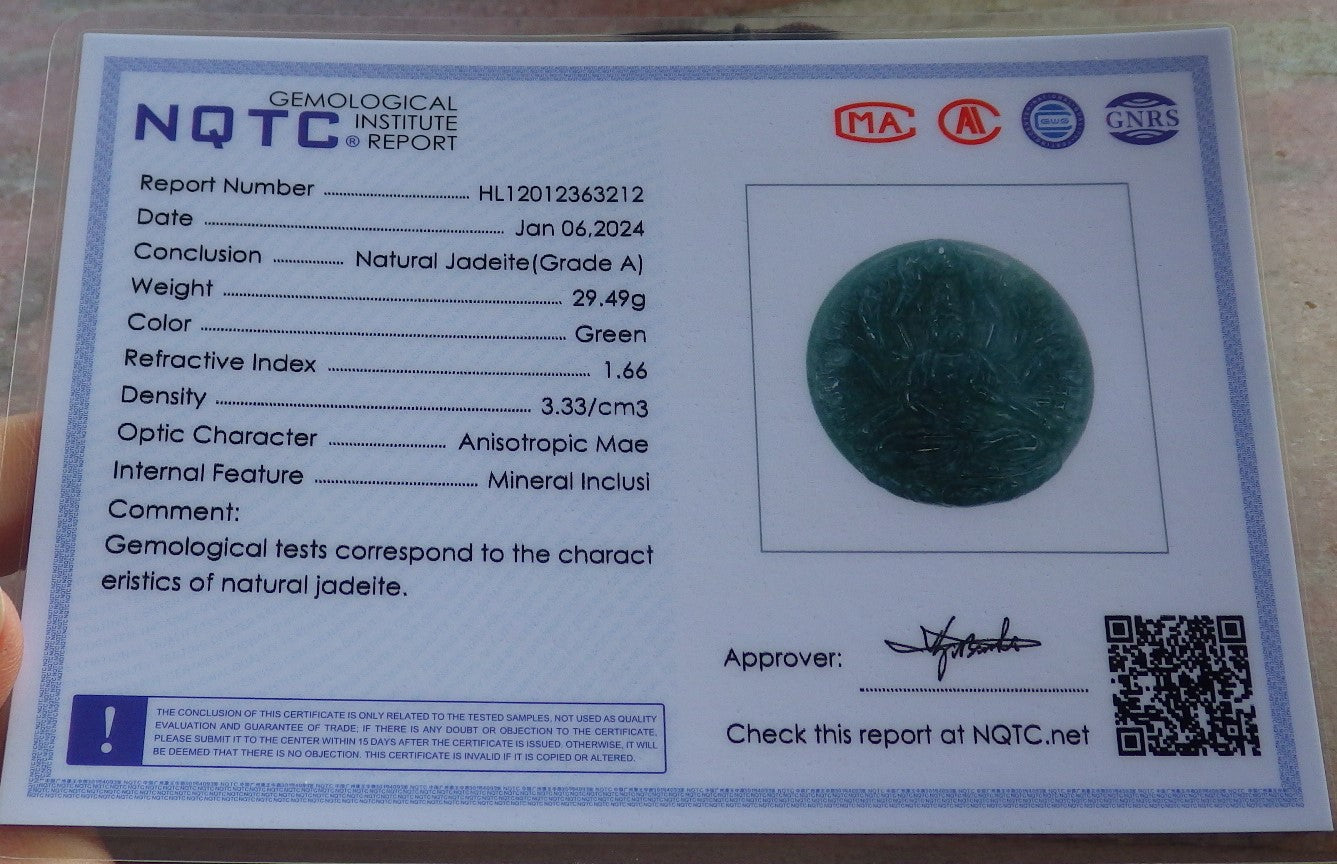 Certified Icy Green Burma 100% Natural A Jade jadeite pendant 1000 Hand Guanyin Kwan Yin Lotus Flower Necklace 观音 647500 TN