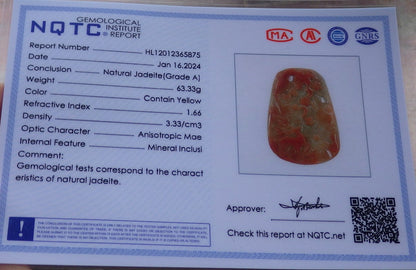 Certified Red Green Burma 100% Natural A Jade jadeite Pendant Deer Flower Necklace 梅花鹿 647551 TN