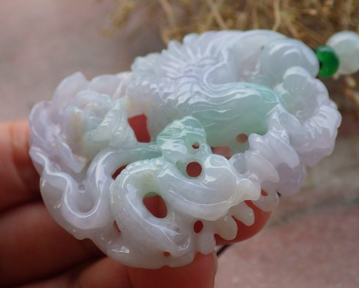 Certified Green Burma 100% Natural A Jade jadeite Pendant Eagle Snake Ruyi Necklace 大展宏图 647646 TN