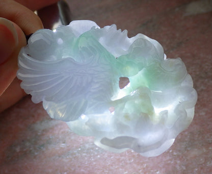 Certified Green Burma 100% Natural A Jade jadeite Pendant Eagle Snake Ruyi Necklace 大展宏图 647646 TN