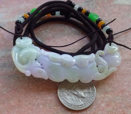 Certified Lavender Green 100% Natural A Jade jadeite Pendant Mandarin Duck Phoenix Lotus Flower Leaf Necklace 鸳鸯 647657 TN