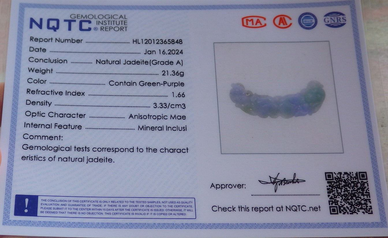 Certified Lavender Green 100% Natural A Jade jadeite Pendant Mandarin Duck Phoenix Lotus Flower Leaf Necklace 鸳鸯 647657 TN