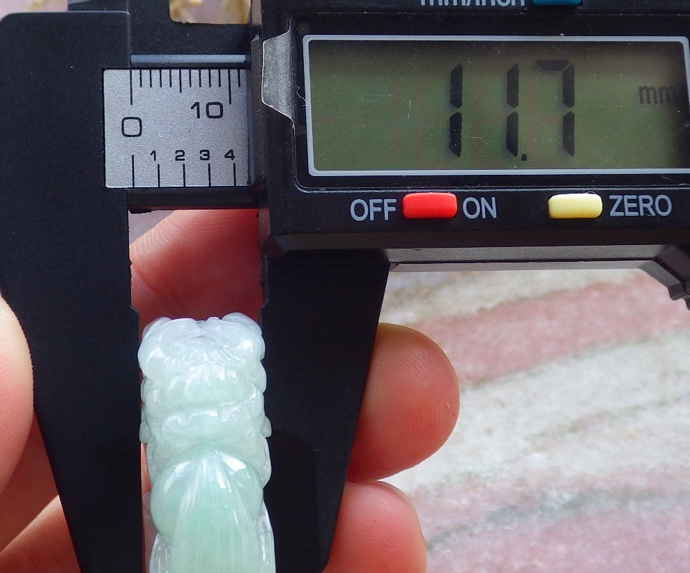 Certified Green Pale Lavender Burma 100% Natural A JADE Jadeite Dragon Bead RING USA. 12.75 龙戒指 647673 TN
