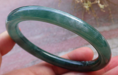 Certified Icy Green Burma 100% Natural A JADE Jadeite Circle Bangle Bracelet 57 mm 手镯 647751 TN