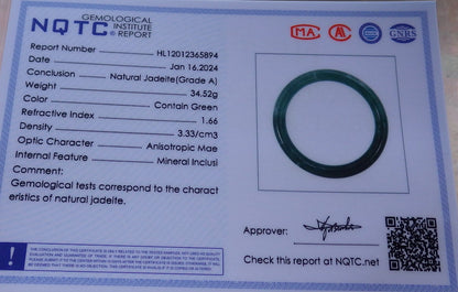 Certified Icy Green Burma 100% Natural A JADE Jadeite Circle Bangle Bracelet 57 mm 手镯 647751 TN