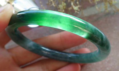 Certified Icy Green Pale Lavender Burma 100% Natural A JADE Jadeite Circle Bangle Bracelet 56 mm 手镯 647807 TN