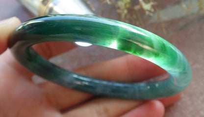 Certified Icy Green Pale Lavender Burma 100% Natural A JADE Jadeite Circle Bangle Bracelet 56 mm 手镯 647807 TN