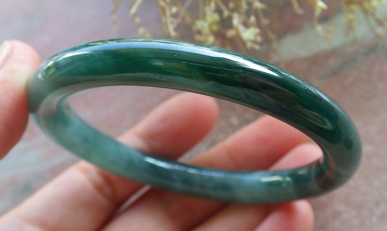 Certified Icy Green Pale Lavender Burma 100% Natural A JADE Jadeite Circle Bangle Bracelet 56 mm 手镯 647807 TN