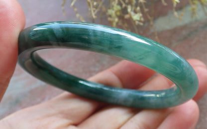 Certified Icy Green Pale Lavender Burma 100% Natural A JADE Jadeite Circle Bangle Bracelet 56 mm 手镯 647807 TN