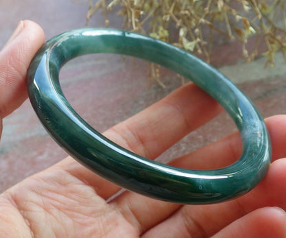 Certified Icy Green Pale Lavender Burma 100% Natural A JADE Jadeite Circle Bangle Bracelet 56 mm 手镯 647807 TN