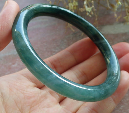 Certified Icy Green Pale Lavender Burma 100% Natural A JADE Jadeite Circle Bangle Bracelet 56 mm 手镯 647807 TN